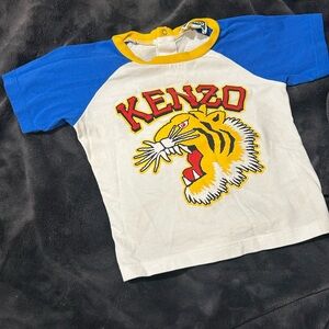 Kenzo Kids White and Blue Tiger Tee